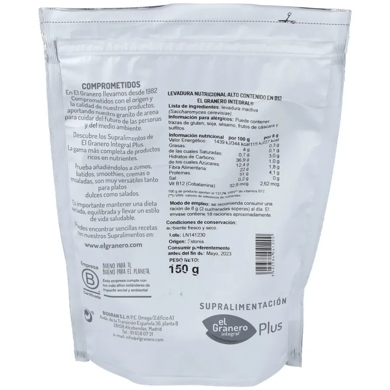 Levadura Nutricional B12 150g | Farmacia Barata