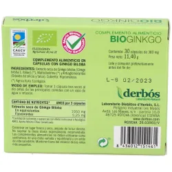 Derbos Bioginkgo Biloba, 30 Cápsulas | Farmacia Barata