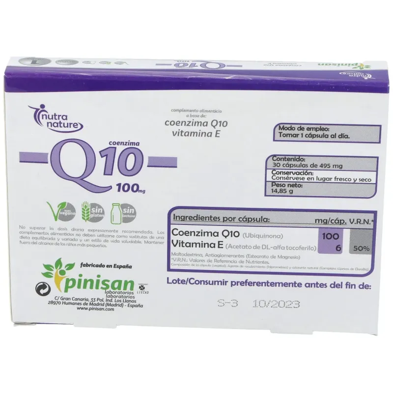 Coenzima Q10 100 mg 30 cápsulas | Farmacia Barata