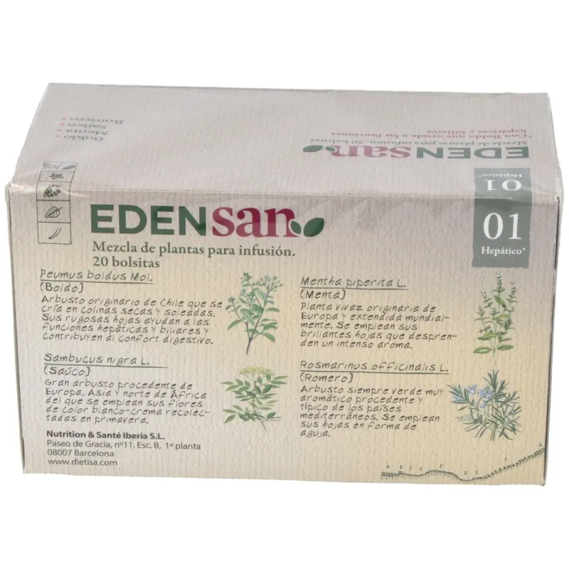 Edensan 01 Hep Hepático 20 Infusiones | Farmacia Barata