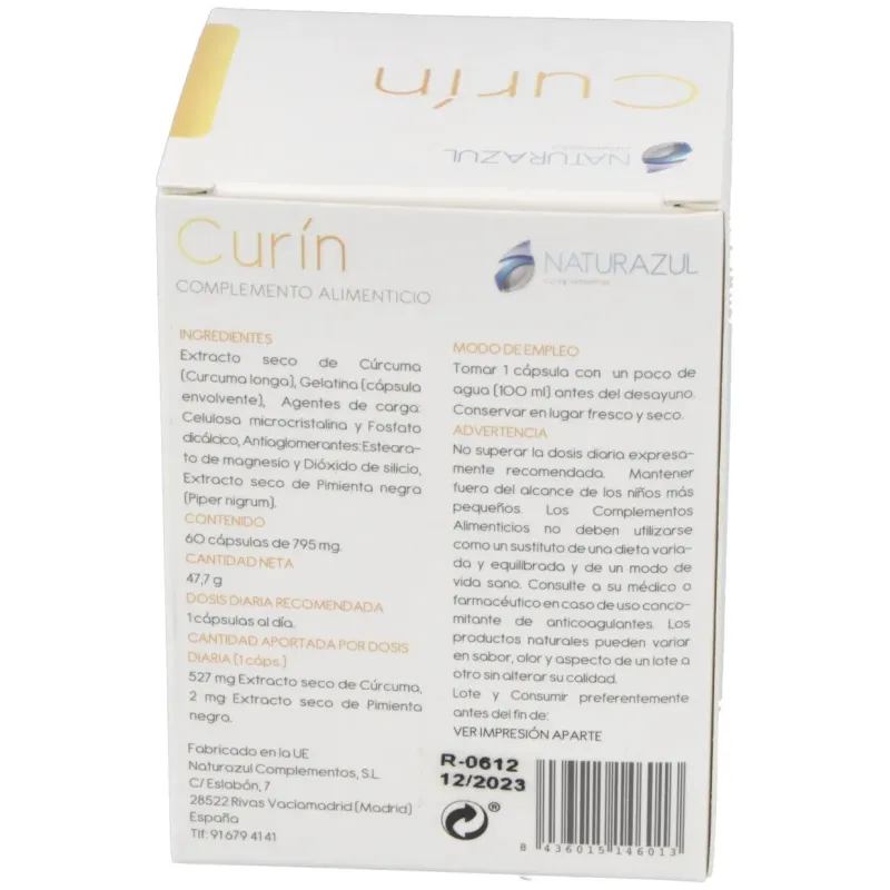 Naturazul Curin 795 mg 60 Cápsulas | Farmacia Barata