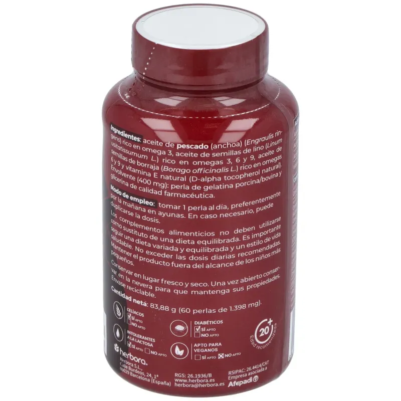 Herbora Omega 3,6,9 60 Perlas | Farmacia Barata Herbora Omega 3,6,9 60 Perlas | Farmacia Barata