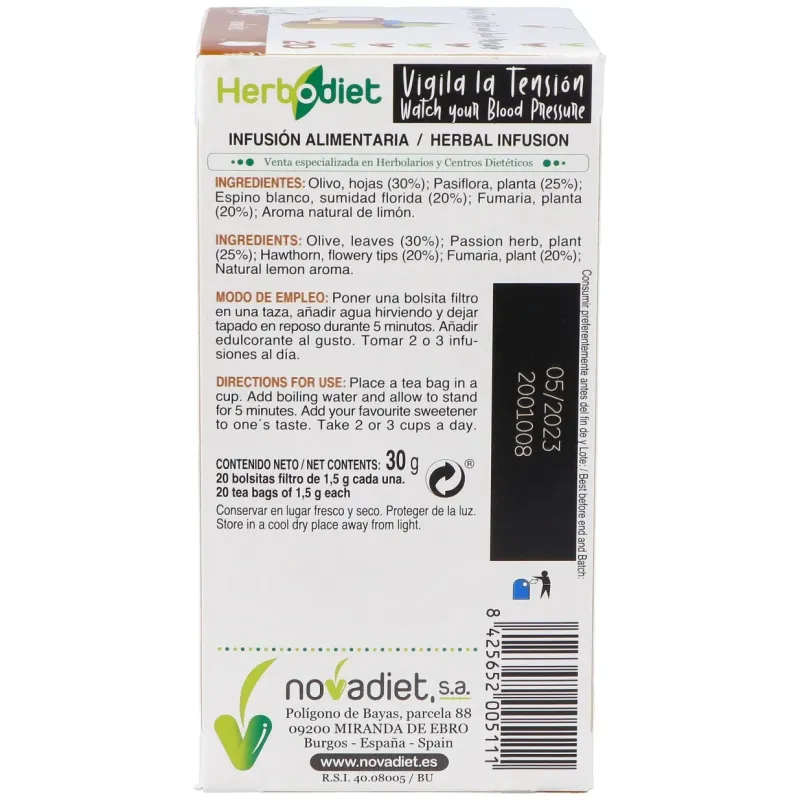 Novadiet Herbodiet Vigila Tensión 20 filtros | Farmacia Barata