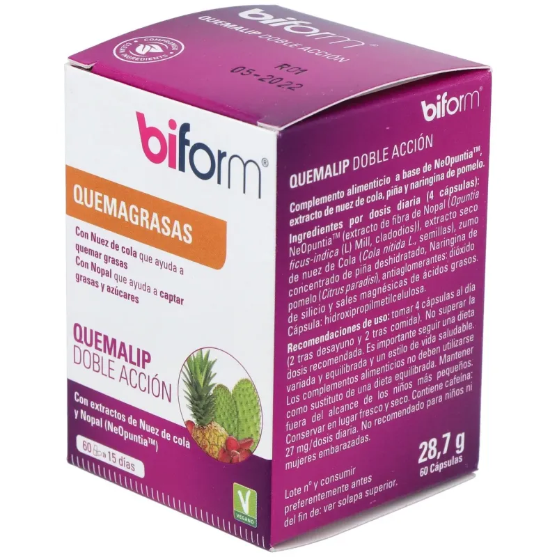 Biform Quemalip Doble Acción 60 Cápsulas | Farmacia Barata