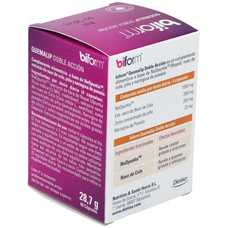 Biform Quemalip Doble Acción 60 Cápsulas | Farmacia Barata