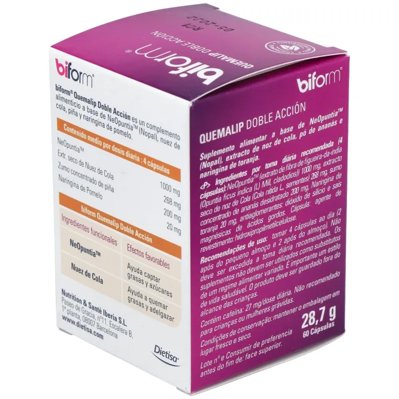 Biform Quemalip Doble Acción 60 Cápsulas | Farmacia Barata