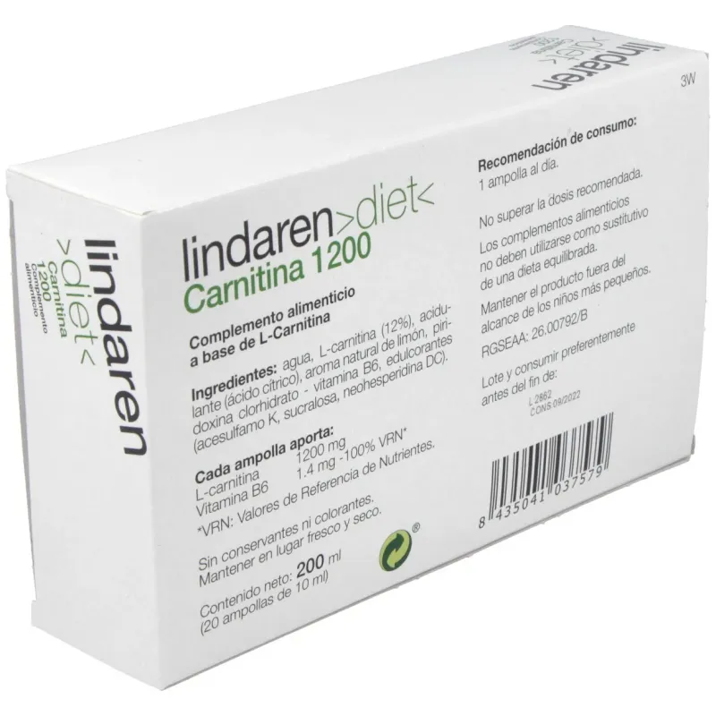 Lindaren Diet Carnitina-1200 20 Ampollas | Farmacia Barata