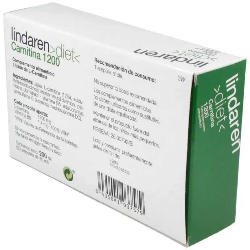 Lindaren Diet Carnitina-1200 20 Ampollas | Farmacia Barata