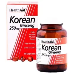 Health Aid Ginseng Coreano, 50 cápsulas de 250 mg.
