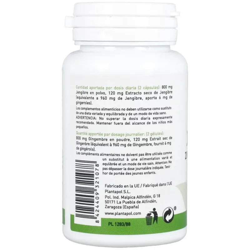 Jengibre 600 mg 60 Cápsulas Plantapol | Farmacia Barata Jengibre 600 mg 60 Cápsulas Plantapol | Farmacia Barata