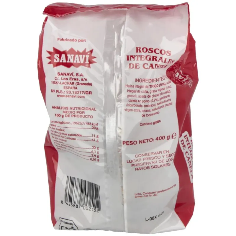 Sanavi Roscos Integrales de Canela 400 gr | Farmacia Barata Sanavi Roscos Integrales de Canela 400 gr | Farmacia Barata