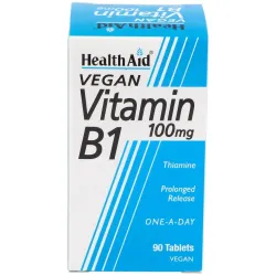 Health Aid Vitamina B1 Tiamina, 90 Comprimidos de 100 mg.