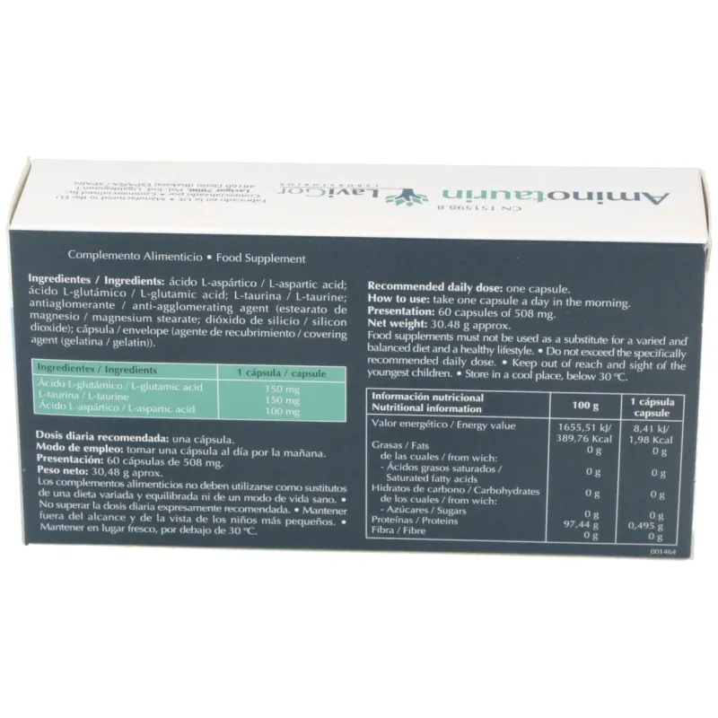 Aminotaurin 60 Cápsulas | Farmacia Barata