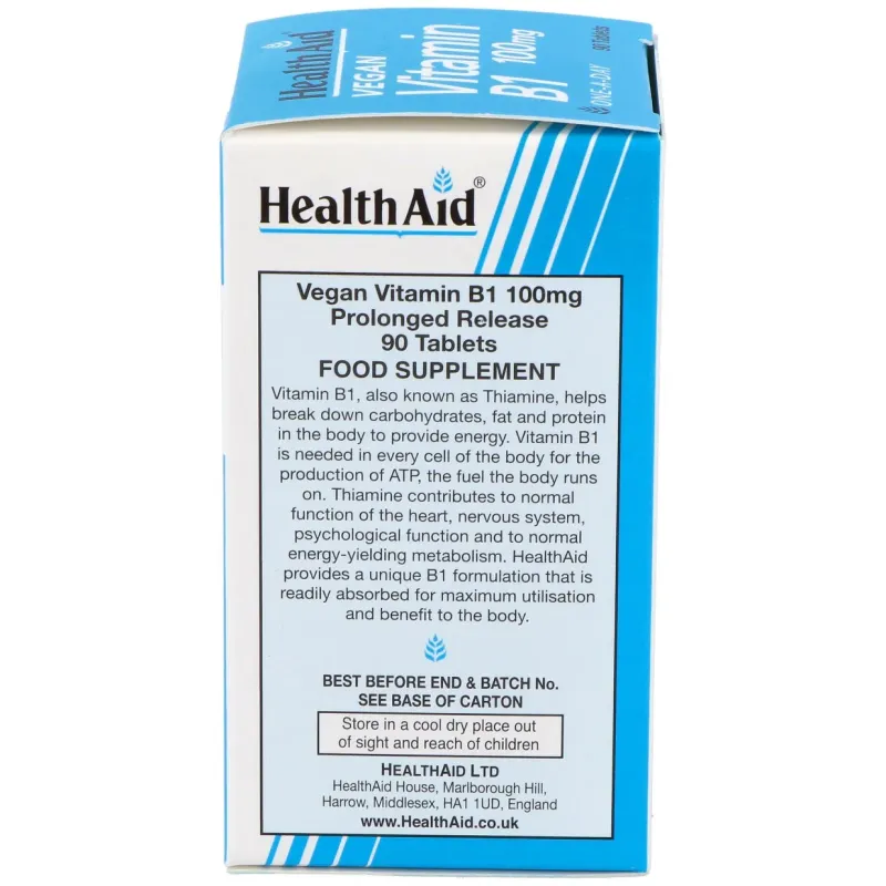 Vitamina B1 Tiamina 100 mg Health Aid | Farmacia Barata Vitamina B1 Tiamina 100 mg Health Aid | Farmacia Barata