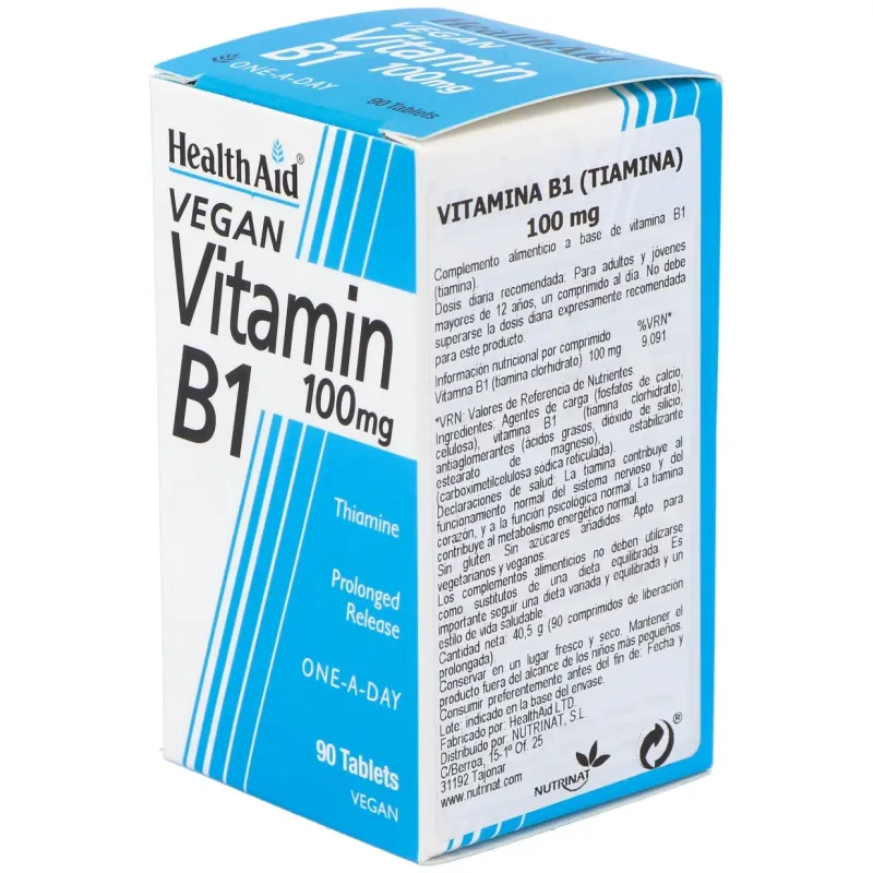 Vitamina B1 Tiamina 100 mg Health Aid | Farmacia Barata Vitamina B1 Tiamina 100 mg Health Aid | Farmacia Barata