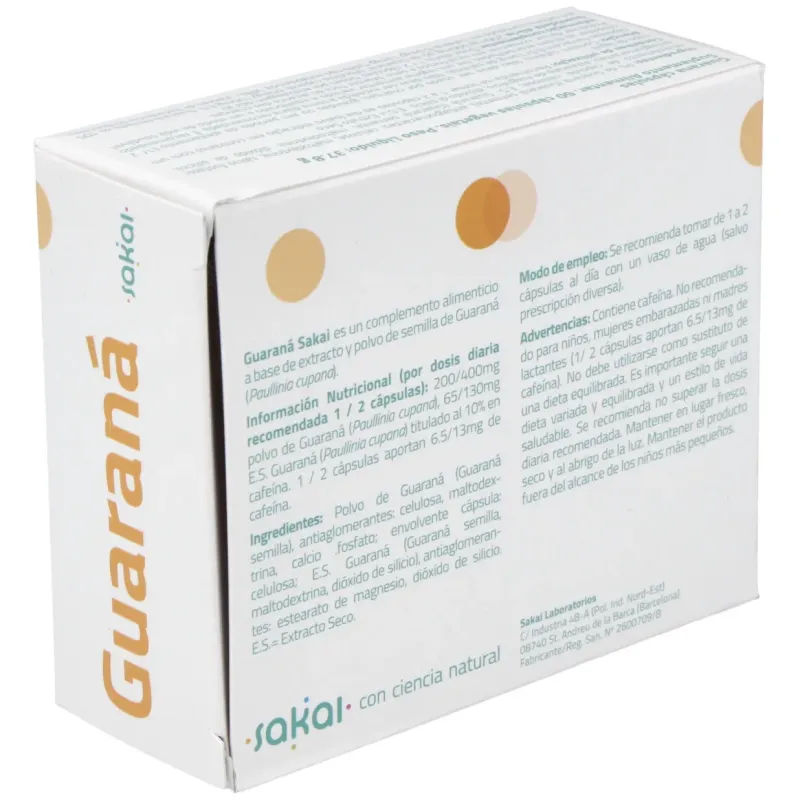 Sakai Guarana 60 cápsulas 500 mg | Farmacia Barata Sakai Guarana 60 cápsulas 500 mg | Farmacia Barata