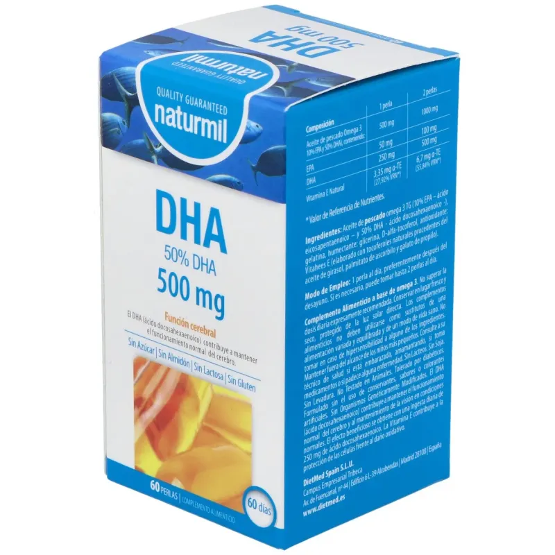 DHA 500 mg 60 Perlas Naturmil | Farmacia Barata DHA 500 mg 60 Perlas Naturmil | Farmacia Barata
