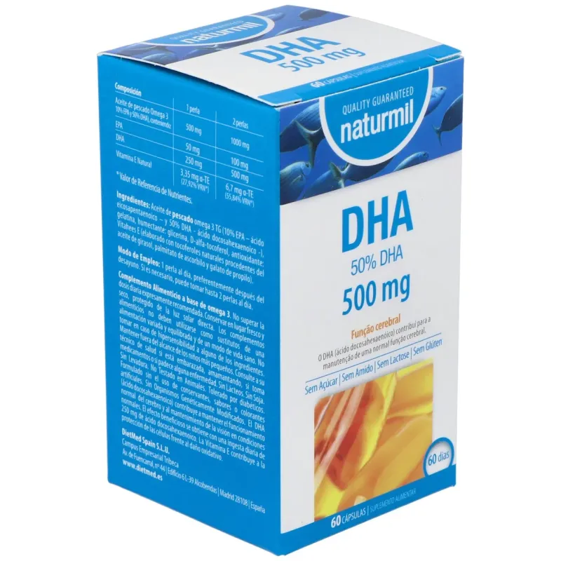 DHA 500 mg 60 Perlas Naturmil | Farmacia Barata DHA 500 mg 60 Perlas Naturmil | Farmacia Barata