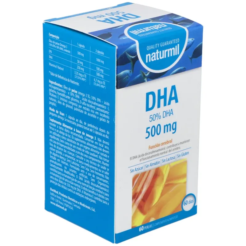 DHA 500 mg 60 Perlas Naturmil | Farmacia Barata DHA 500 mg 60 Perlas Naturmil | Farmacia Barata