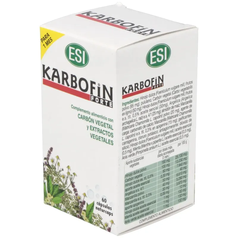 Karbofin Forte 60 cápsulas 350 mg ESI | Farmacia Barata Karbofin Forte 60 cápsulas 350 mg ESI | Farmacia Barata