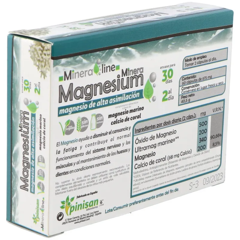 Mineraline Magnesium 60 cápsulas Pinisan | Farmacia Barata