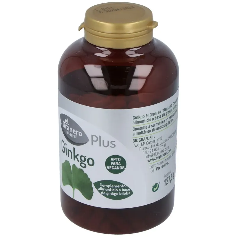 Ginkgo Biloba 510 mg 250 cápsulas | Farmacia Barata Ginkgo Biloba 510 mg 250 cápsulas | Farmacia Barata