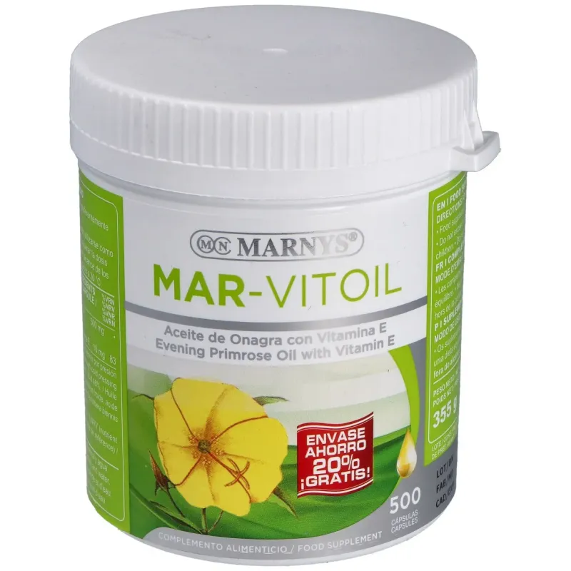Marnys Aceite de Onagra, 500 perlas | Farmacia Barata