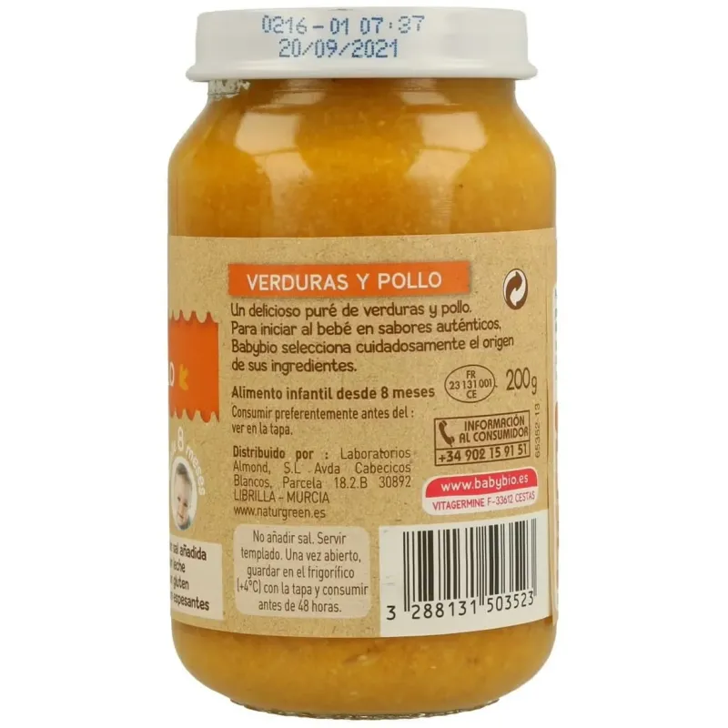 Babybio tarrito ecológico de verduras y pollo 200g | Farmacia Barata Babybio tarrito ecológico de verduras y pollo 200g | Farmacia Barata