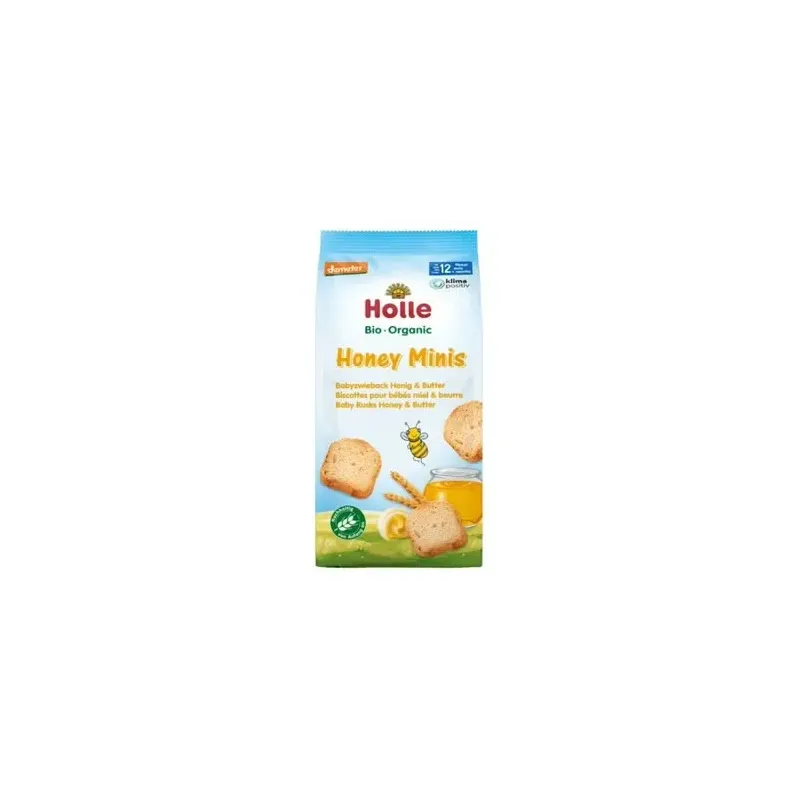 Holle honey minis organic baby rusk honey and butter +12m 100g | Farmacia Barata