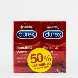 Durex Sensitivo Suave Duplo, 2x12 Preservativos.