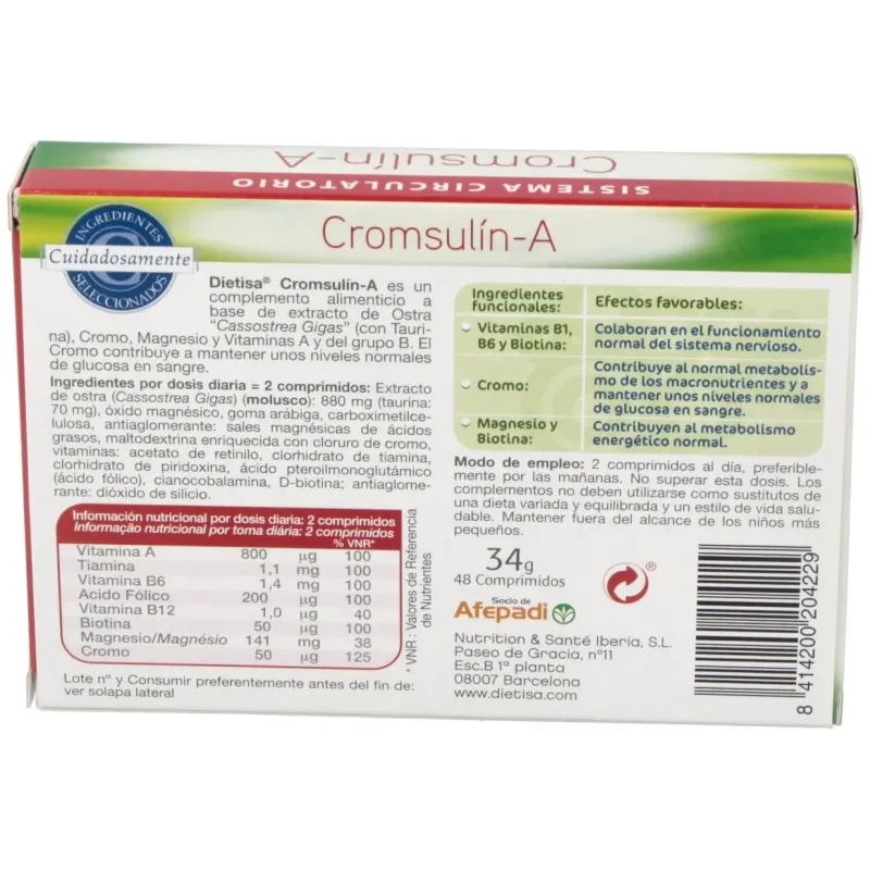Cromsulin a (diabetes) 48comp | Farmacia Barata Cromsulin a (diabetes) 48comp | Farmacia Barata