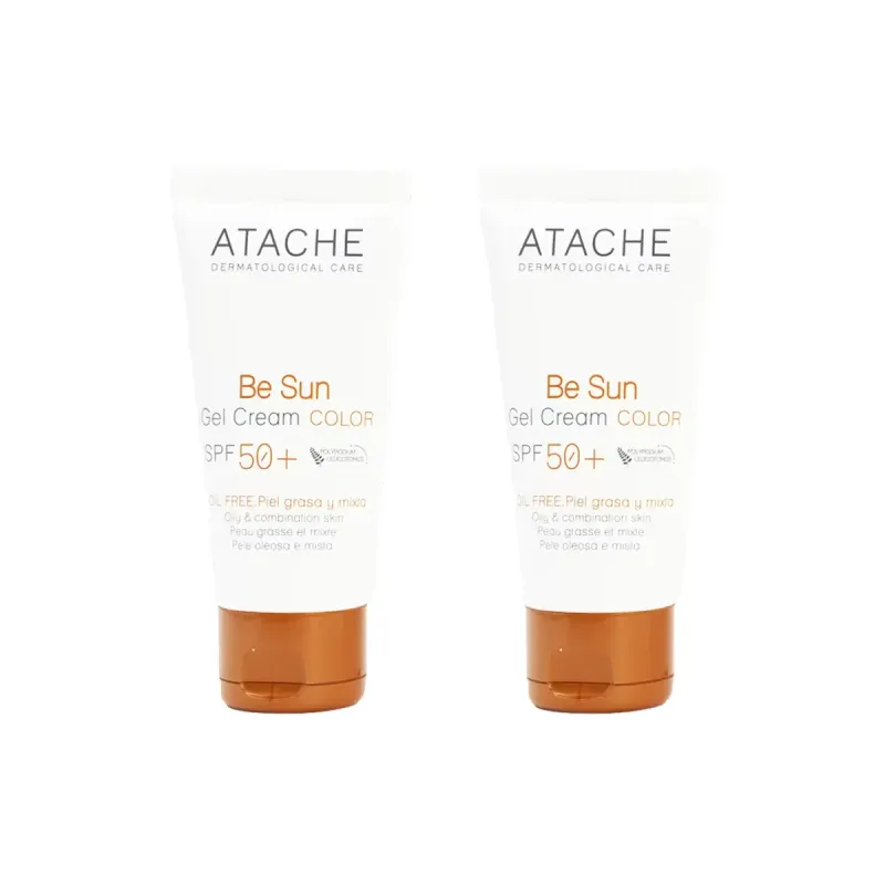Atache Be Sun Gel Crema Color SPF50+ Piel Grasa Duplo 2x50 ml | Farmacia Barata