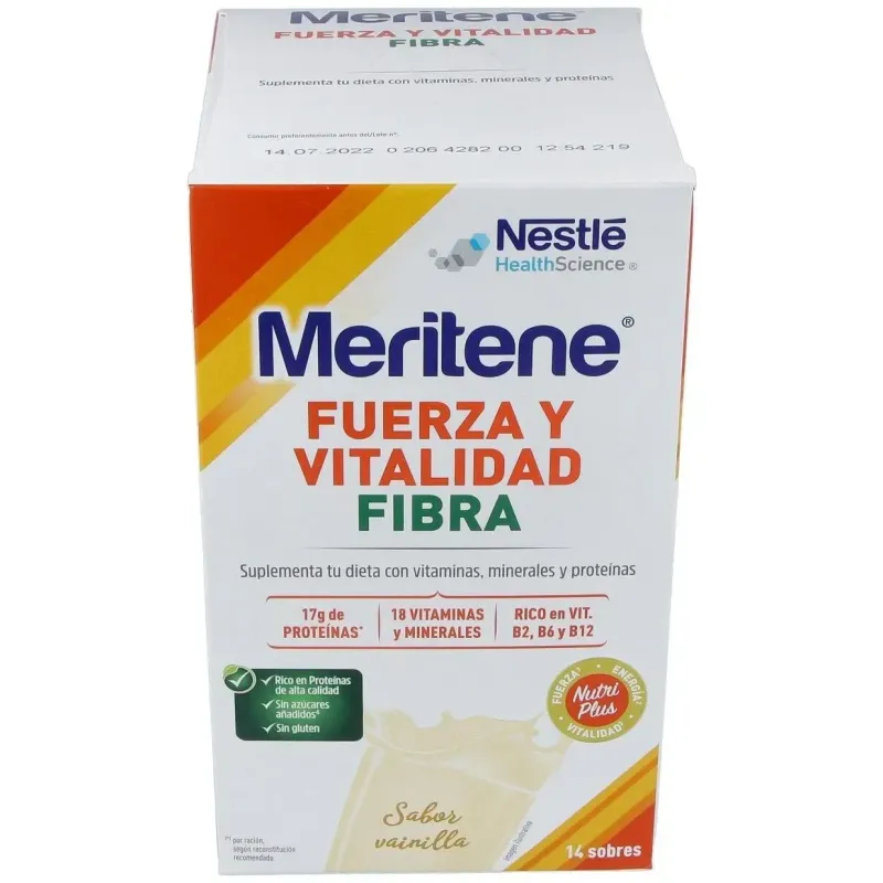 Meritene Fuerza y Vitalidad Fibra Vainilla 14 sobres | Farmacia Barata Meritene Fuerza y Vitalidad Fibra Vainilla 14 sobres | Farmacia Barata