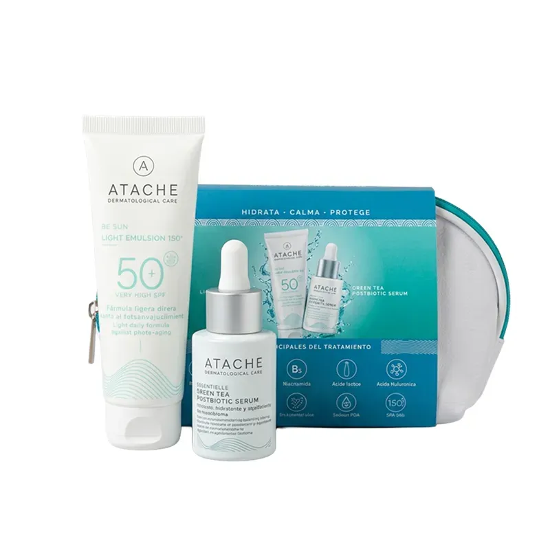 Pack Atache Be Sun SPF50+ + Green Tea Postbiotic | Farmacia Barata Pack Atache Be Sun SPF50+ + Green Tea Postbiotic | Farmacia Barata