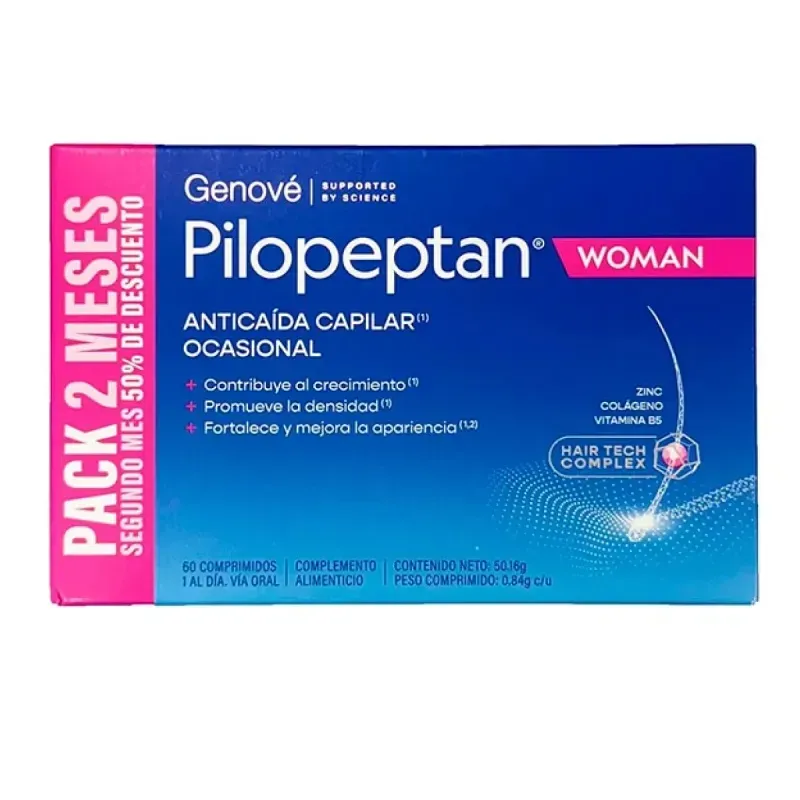 Pilopeptan Woman, 60 comprimidos + Regalo mini champú Pilopeptan Woman, 60 comprimidos + Regalo mini champú