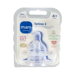 MAM Tetina silicona flujo rápido +4m, 2 unidades