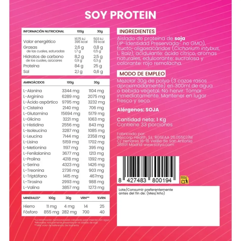 Sotya Sport Soy Protein 1 kg | Farmacia Barata Sotya Sport Soy Protein 1 kg | Farmacia Barata
