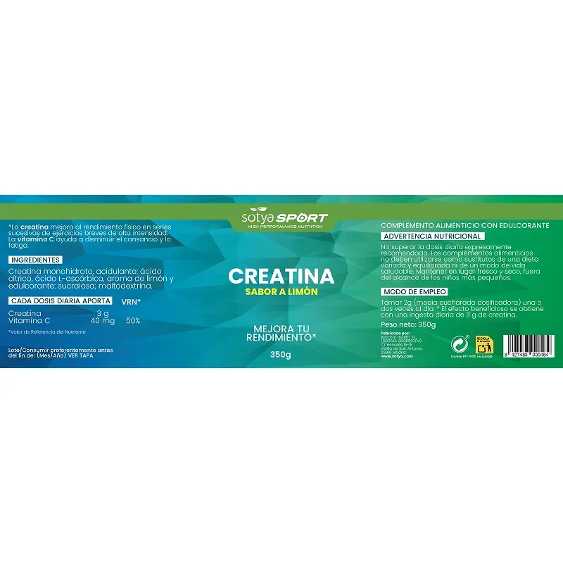 Sotya Sport Creatina en Polvo Sabor Limón | Farmacia Barata