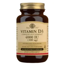 Solgar Vit D3 4000 UI 100 mcg, 60 VCaps.