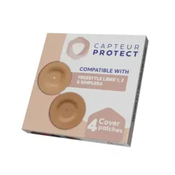 Cover Capteur Protect FSL Sim Int Parche Adhesivo para Sensor de Glucosa Beige, 4 parches