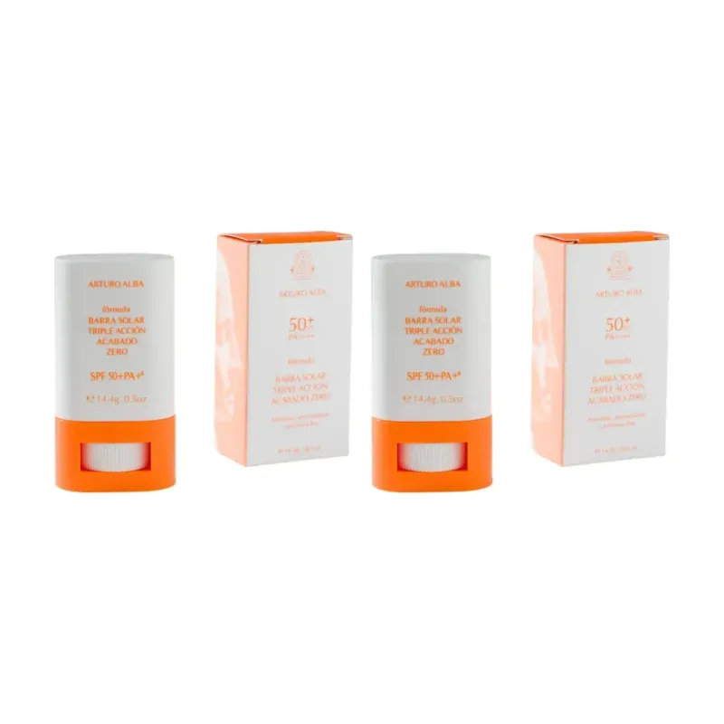 Arturo Alba Barra Solar Triple Acción SPF50+ Acabado Zero Duplo, 2 x 14,4 g | Farmacia Barata Arturo Alba Barra Solar Triple Acción SPF50+ Acabado Zero Duplo, 2 x 14,4 g | Farmacia Barata