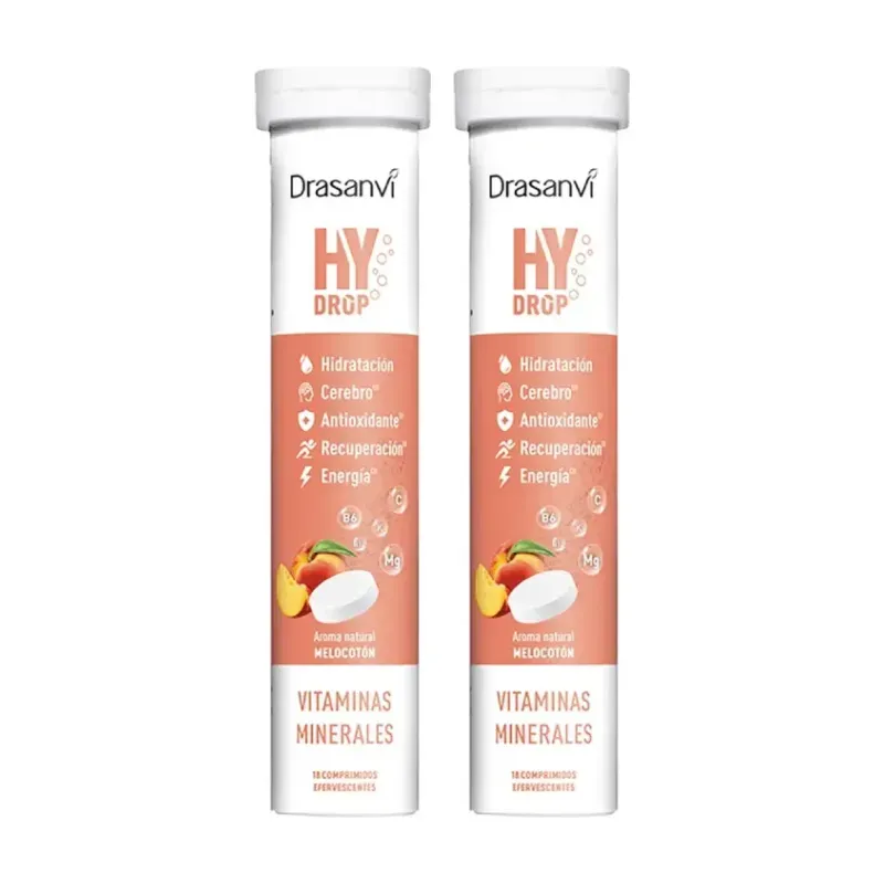 Drasanvi Hydrop Electrolitos Sabor Melocotón Duplo, 2 x 18 comprimidos efervescentes | Farmacia Barata Drasanvi Hydrop Electrolitos Sabor Melocotón Duplo, 2 x 18 comprimidos efervescentes | Farmacia Barata