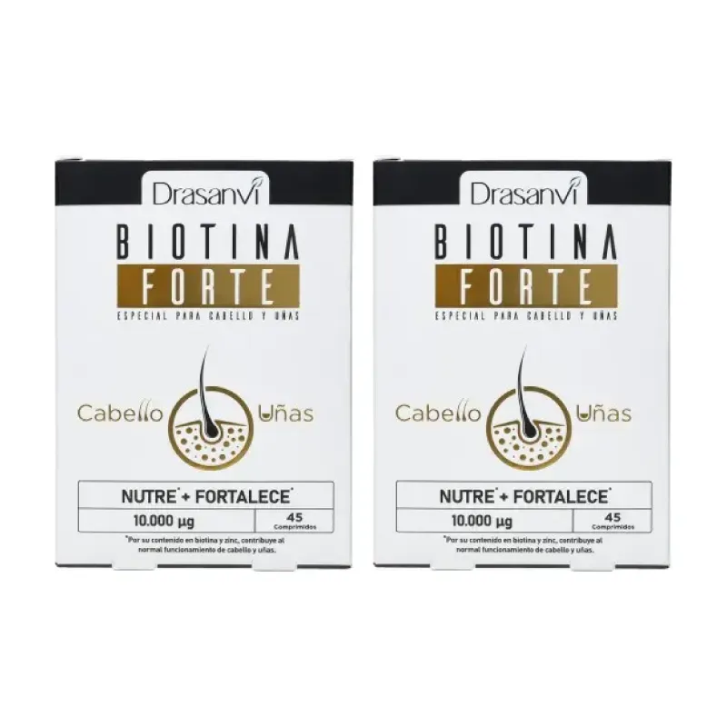 Drasanvi Biotina Forte 10.000 Duplo, 2 x 45 comprimidos | Farmacia Barata