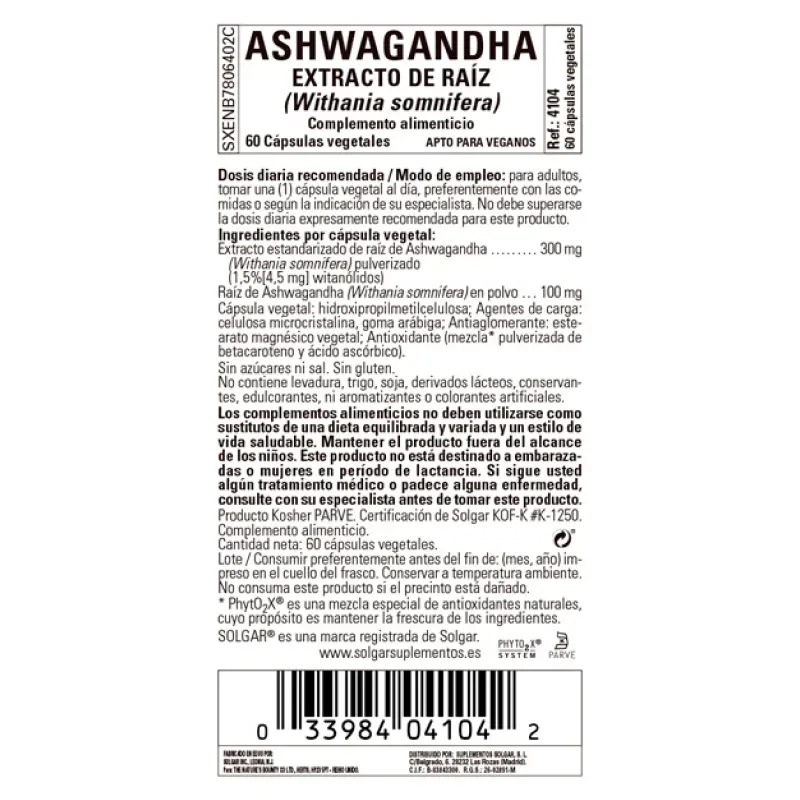 Solgar SPF Ashwagandha | Farmacia Barata