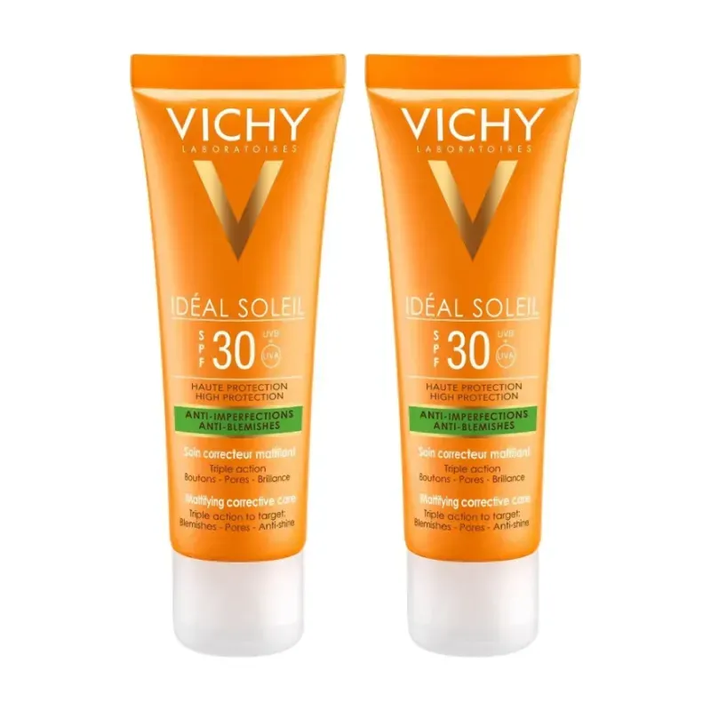 Vichy Ideal Soleil SPF30 Anti-imperfecciones Duplo, 2 x 50ml. | Farmacia Barata Vichy Ideal Soleil SPF30 Anti-imperfecciones Duplo, 2 x 50ml. | Farmacia Barata