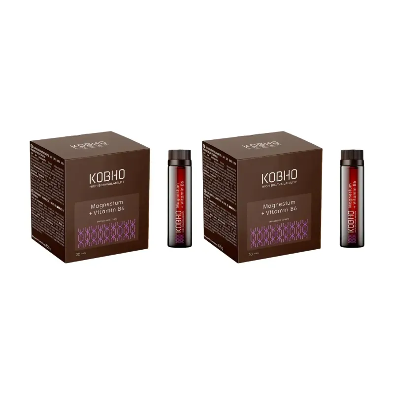 Kobho Magnesio + Vitamina B6 Duplo, 2 x 20 viales | Farmacia Barata