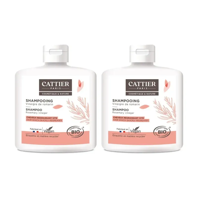 Cattier Champú Cabellos Grasos (Vinagre-Romero) Duplo, 2 x 250ml. | Farmacia Barata