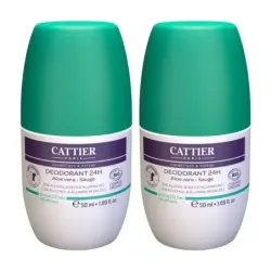 Cattier Desodorante Roll-On Aloe Vera 24 H Duplo, 2 x 50 ml
