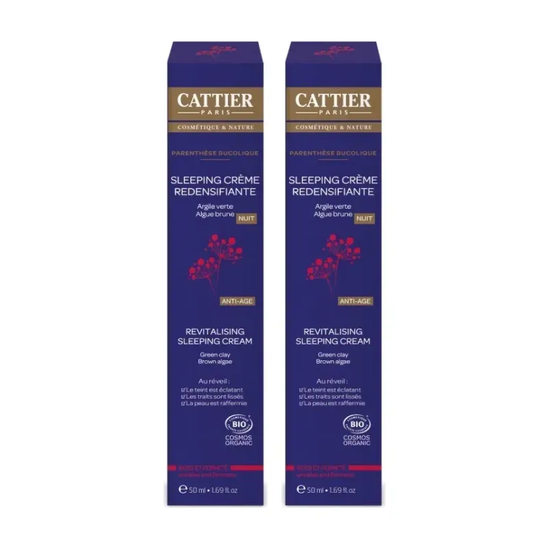 Cattier Sleeping Cream Redensificante Arrugas-Firmeza Duplo, 2 x 50 ml. | Farmacia Barata