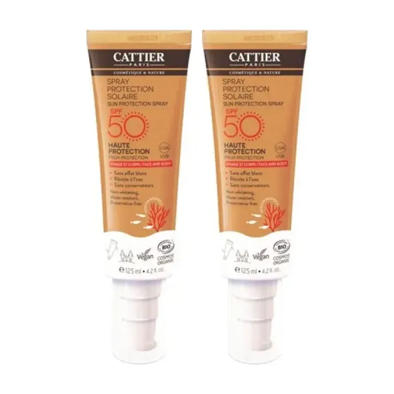 Cattier Spray Protección Solar SPF50 Cara & Cuerpo Duplo, 2 x 125ml | Farmacia Barata